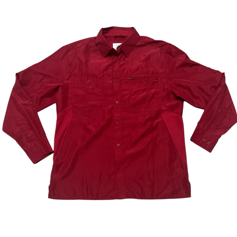 Men’s Reel Life Red Fishing Shirt Size Large
